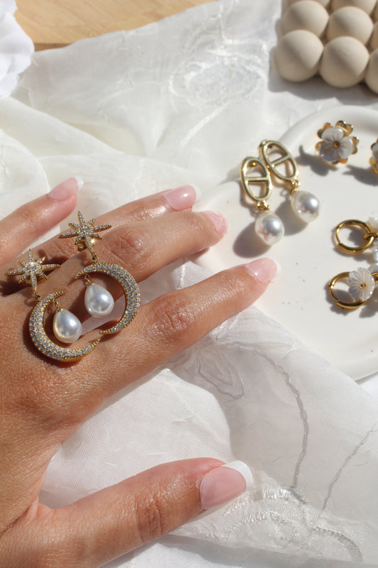 KRYSTAL|Boucles d'oreilles en acier inoxydable et zircons