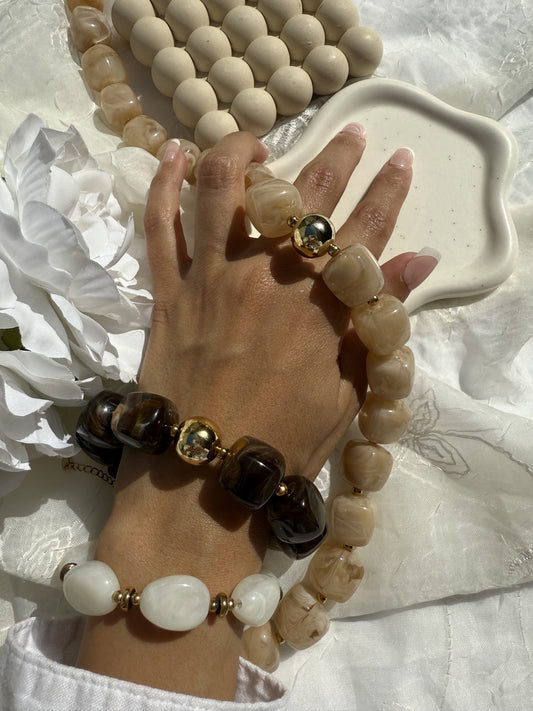 AUDE|Bracelet acier inoxydable et perles