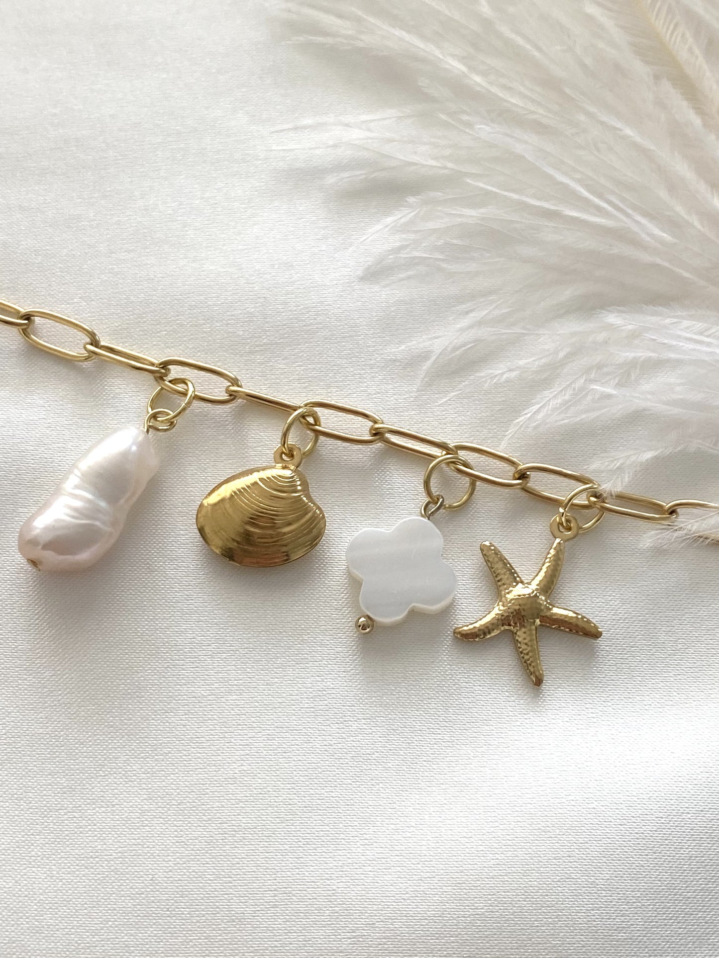 CHARM OR|Bracelet acier inoxydable et charms