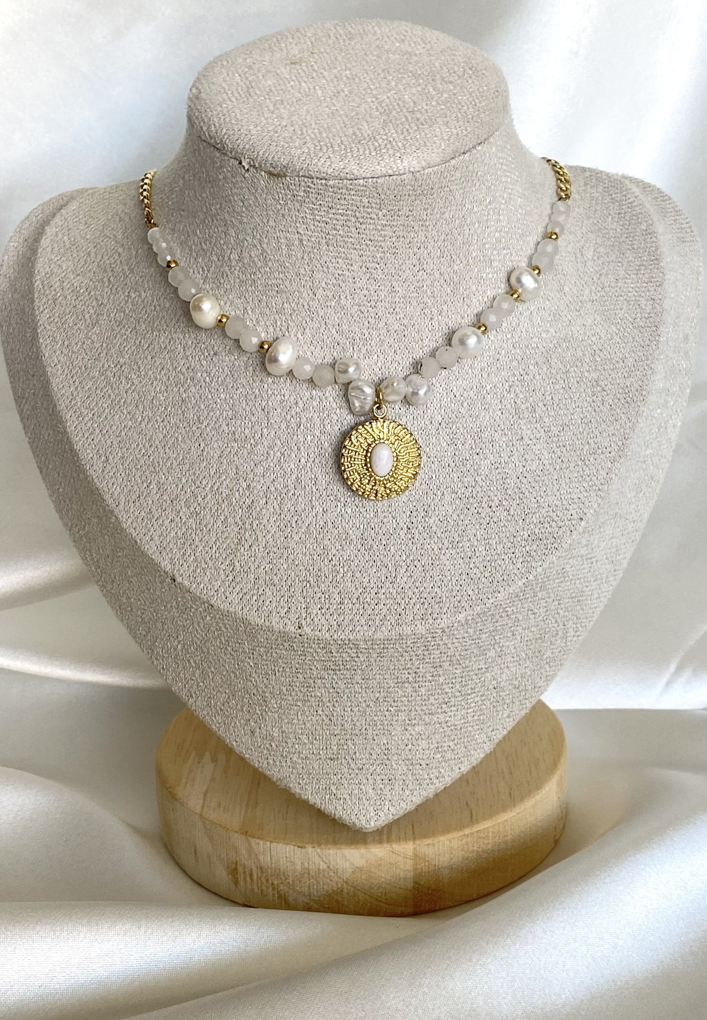 HINA|Collier en acier inoxydable et perles d'eau douce