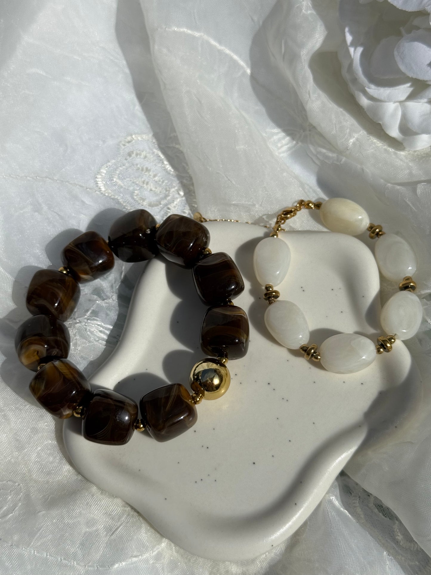 AUDE|Bracelet acier inoxydable et perles