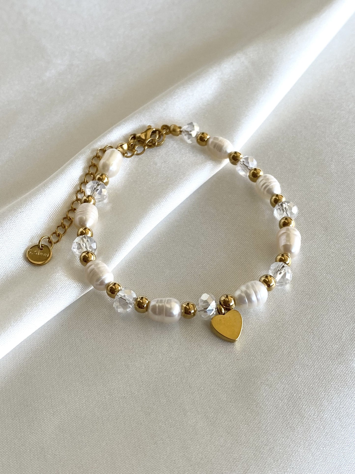 ILDA|Bracelet acier inoxydable et perles