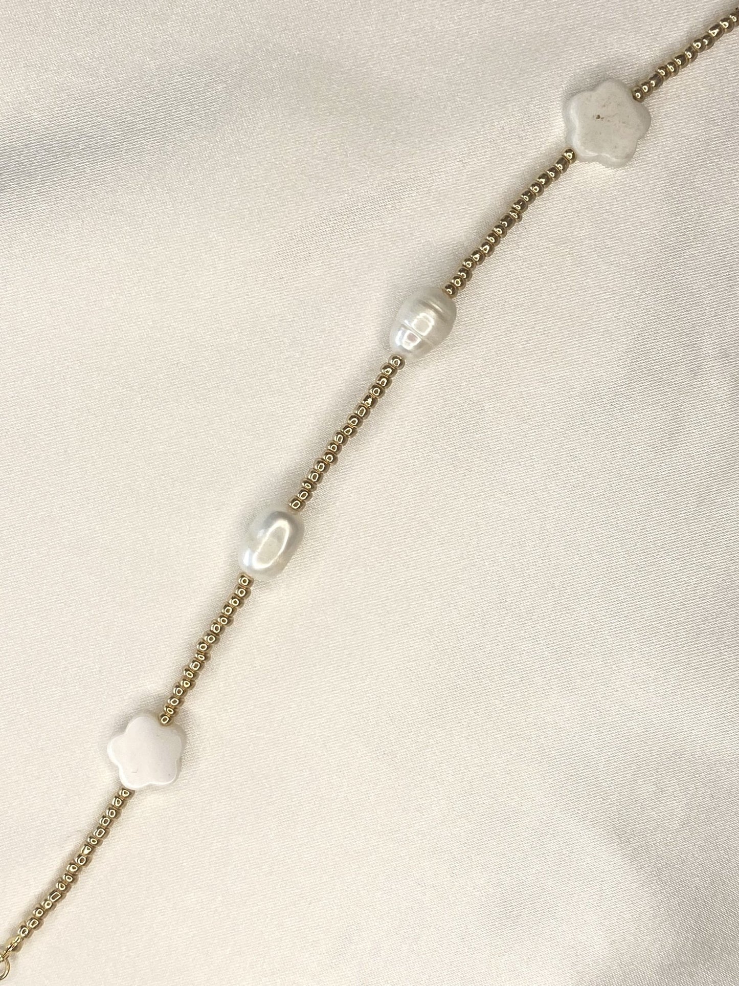 TREFLE & DOUCE|Bracelet acier inoxydable et perles