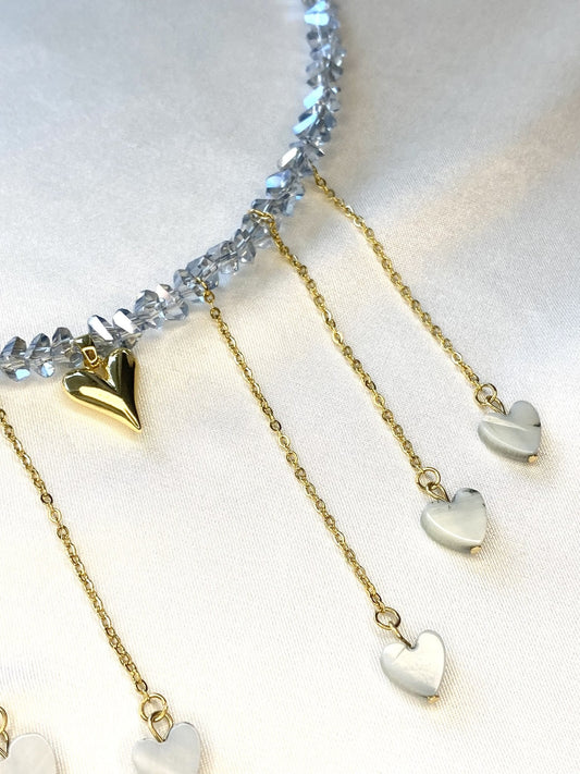 PLUIE DE COEUR | Collier en perles de verre et acier inoxydable