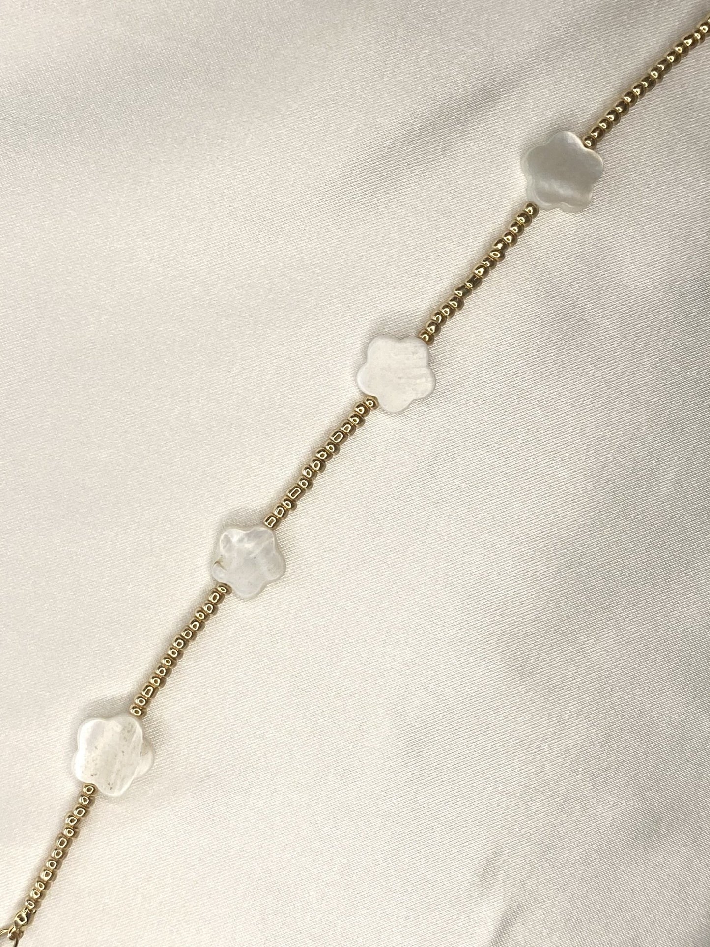 TREFLE|Bracelet acier inoxydable et perles