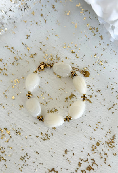 AUDE｜Bracelet acier inoxydable et perles