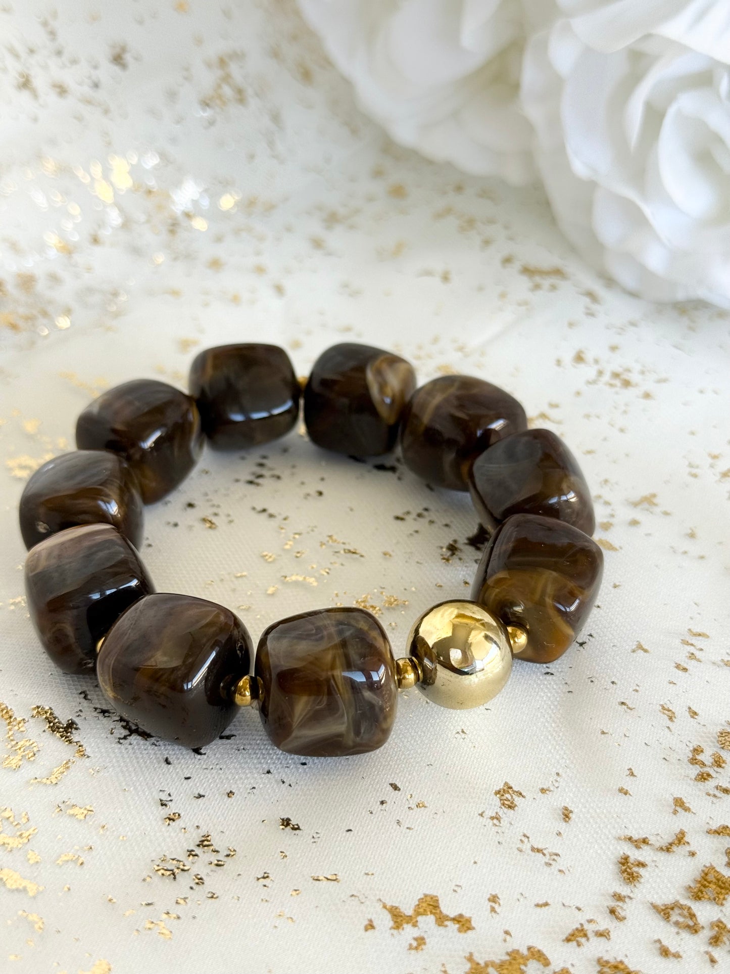 JADE｜Bracelet acier inoxydable et perles