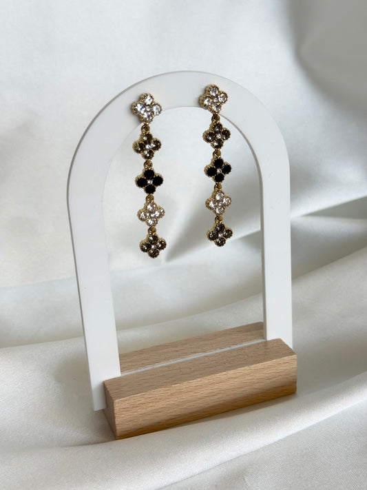 BLOOM｜Boucles d'oreilles en acier inoxydable et zircons