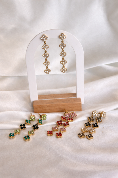 BLOOM｜Boucles d'oreilles en acier inoxydable et zircons