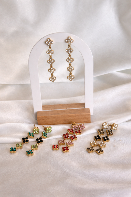 BLOOM｜Boucles d'oreilles en acier inoxydable et zircons