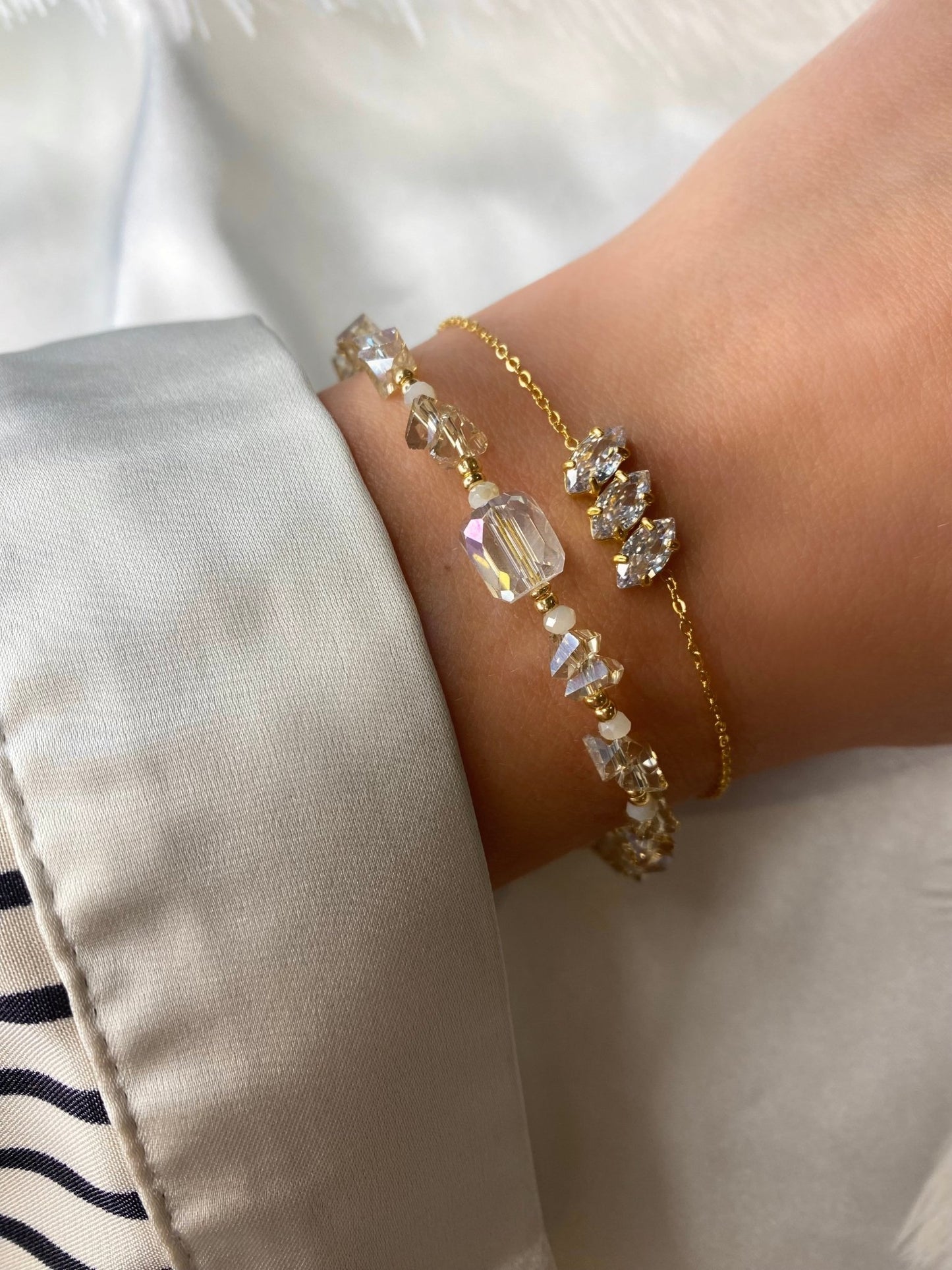 SERENA｜Bracelet acier inoxydable et perles