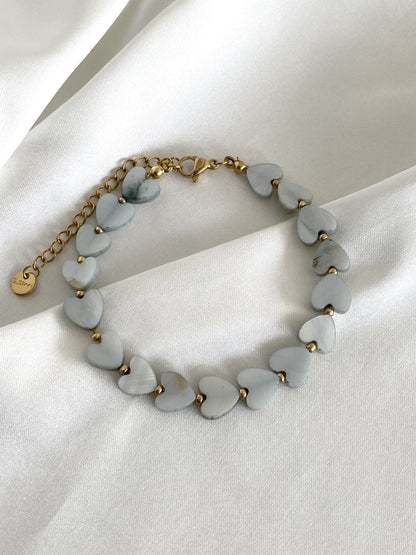 LOVE｜Bracelet acier inoxydable et perles
